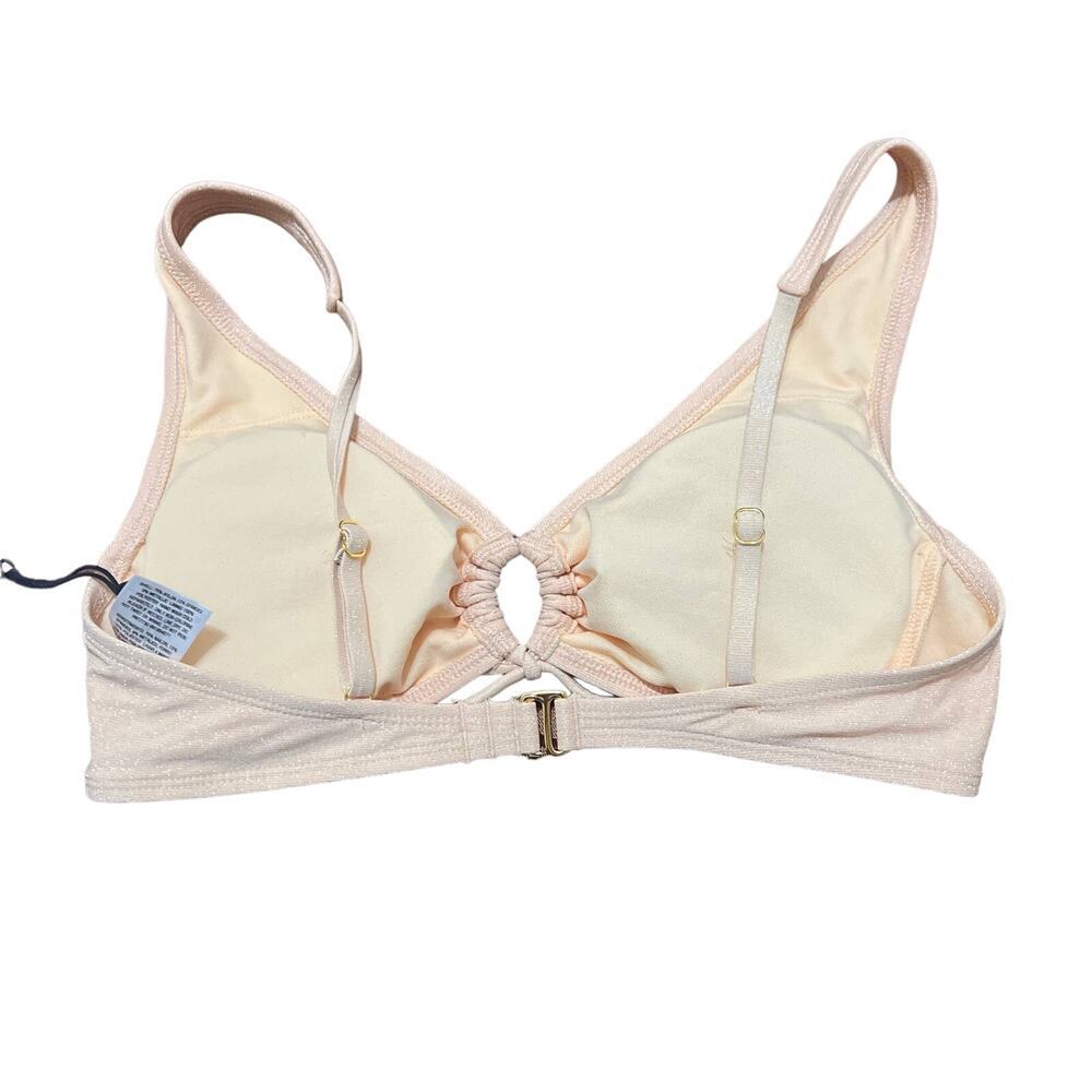 Shade & Shore Lurex Keyhole Tall Triangle Bikini Top Yellow NWT Size S - Picture 3 of 5